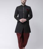 Black Plain Polyester Indo Western Dresses