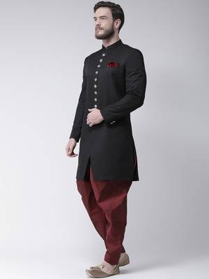 Black Plain Polyester Indo Western Dresses 2