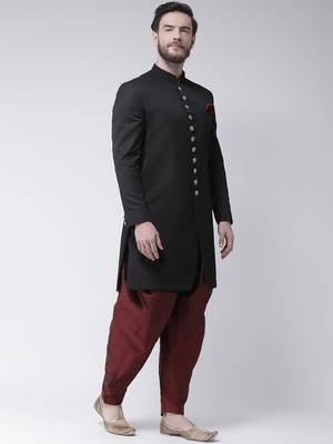 Black Plain Polyester Indo Western Dresses 3