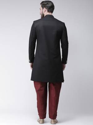 Black Plain Polyester Indo Western Dresses 4