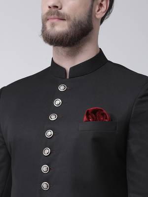 Black Plain Polyester Indo Western Dresses 5