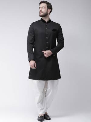 Black Plain Polyester Indo Western Dresses 1