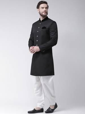 Black Plain Polyester Indo Western Dresses 2