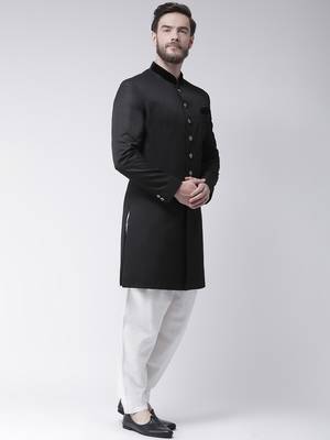 Black Plain Polyester Indo Western Dresses 3