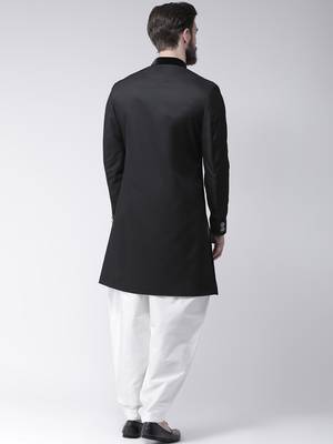 Black Plain Polyester Indo Western Dresses 4