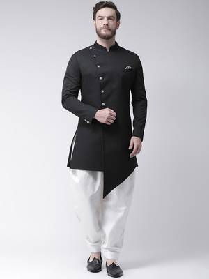 Black plain polyester indo western dresses 1