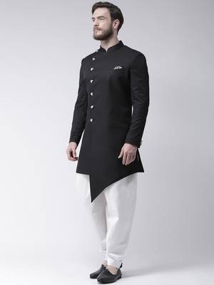 Black plain polyester indo western dresses 2