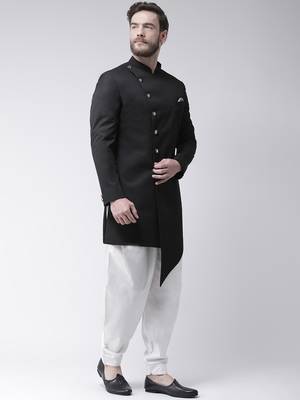 Black plain polyester indo western dresses 3