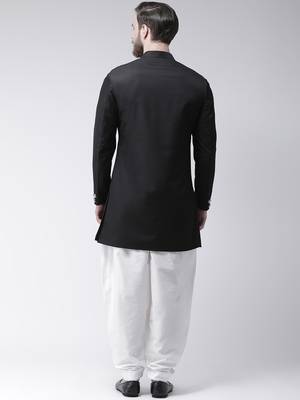 Black plain polyester indo western dresses 4