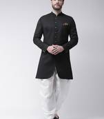 Black Plain Polyester Indo Western Dresses