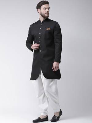 Black Plain Polyester Indo Western Dresses 2