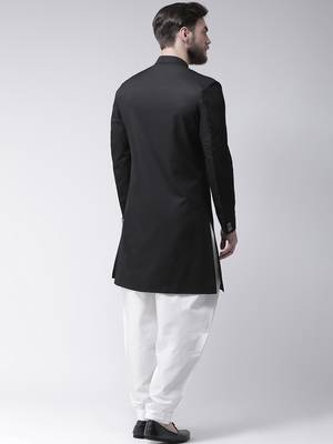 Black Plain Polyester Indo Western Dresses 4