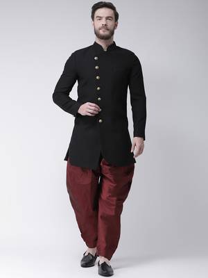 Black plain polyester indo western dresses 1