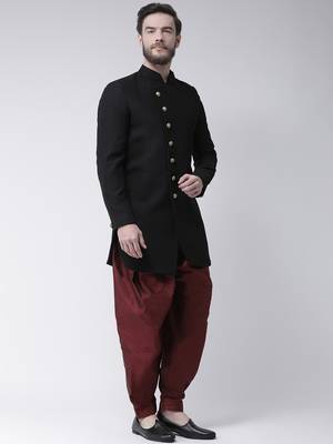 Black plain polyester indo western dresses 3