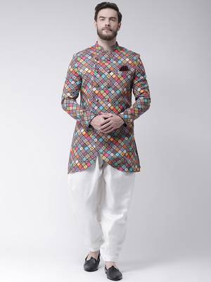 Multicolor
 Printed Polyester Indo Western Dresses 1