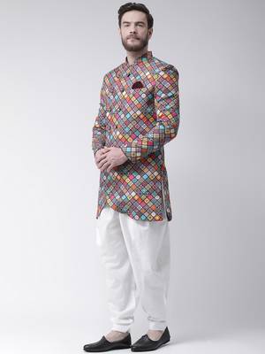 Multicolor
 Printed Polyester Indo Western Dresses 2