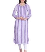 Mauve Embroidered Cotton Chikankari Kurti