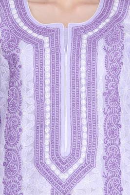 Mauve Embroidered Cotton Chikankari Kurti 4