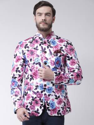 Multicolor Printed Polyester Bandhgala Suit 1