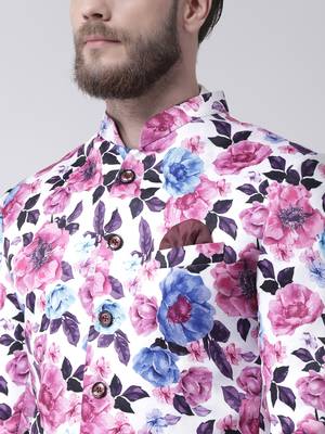 Multicolor Printed Polyester Bandhgala Suit 5