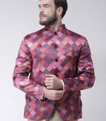 Multicolor Printed Polyester Bandhgala Suit