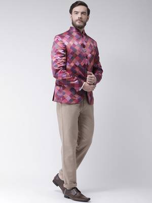 Multicolor Printed Polyester Bandhgala Suit 2