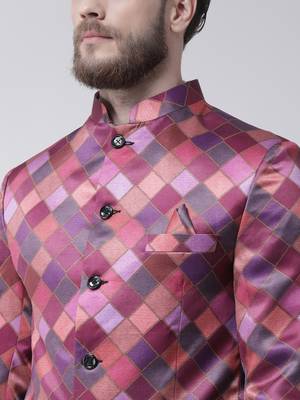 Multicolor Printed Polyester Bandhgala Suit 5