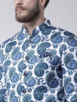 Multicolor Printed Polyester Bandhgala Suit 5