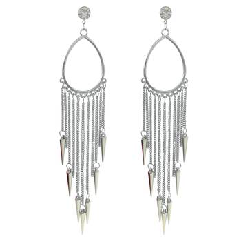 Oxidized Silver Plated Corrode Collection Earrings In Vintage Finish Alloy Dangle Earring Alloy Chandbali Earring 1