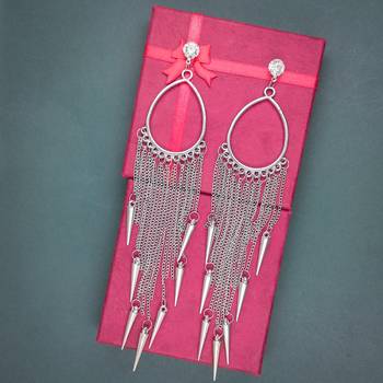 Oxidized Silver Plated Corrode Collection Earrings In Vintage Finish Alloy Dangle Earring Alloy Chandbali Earring 4