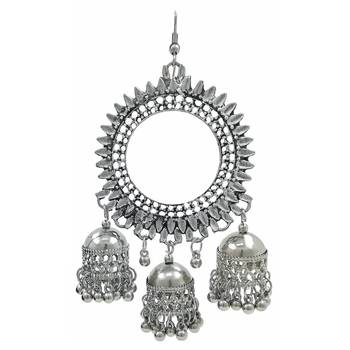Oxidized Silver Plated Corrode Collection Earrings In Vintage Finish Alloy Dangle Earring Alloy Chandbali Earring 3