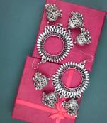 Oxidized Silver Plated Corrode Collection Earrings In Vintage Finish Alloy Dangle Earring Alloy Chandbali Earring