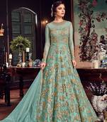 Light-sky-blue embroidered santoon salwar