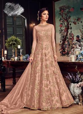Dark-salmon embroidered santoon salwar with dupatta 1