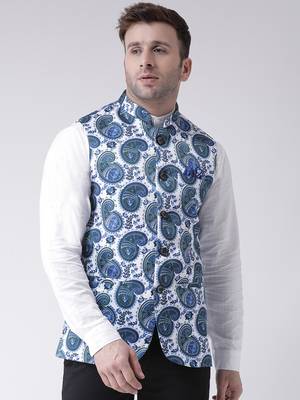 Multicolor Printed Cotton Poly Nehru Jacket 1