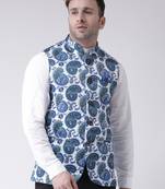 Multicolor Printed Cotton Poly Nehru Jacket