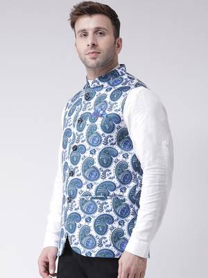 Multicolor Printed Cotton Poly Nehru Jacket 3