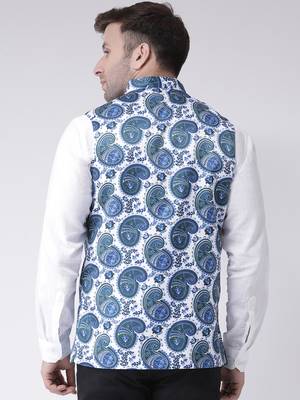 Multicolor Printed Cotton Poly Nehru Jacket 4