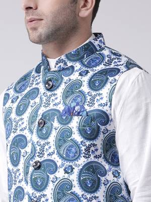 Multicolor Printed Cotton Poly Nehru Jacket 5
