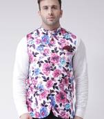 Multicolor Printed Cotton Poly Nehru Jacket