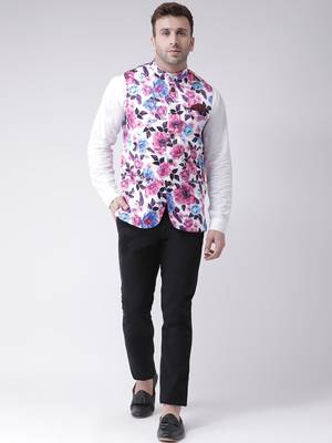 Multicolor Printed Cotton Poly Nehru Jacket 2