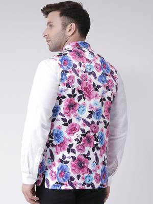 Multicolor Printed Cotton Poly Nehru Jacket 4