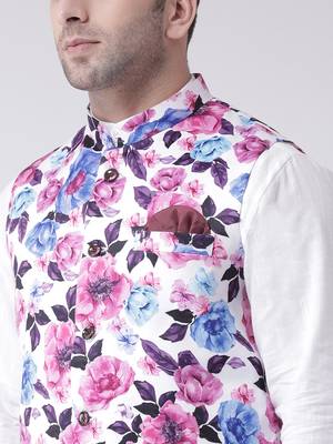 Multicolor Printed Cotton Poly Nehru Jacket 5