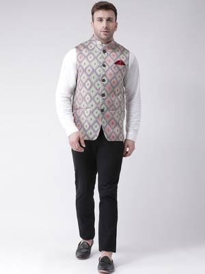 Multicolor Printed Cotton Poly Nehru Jacket 2