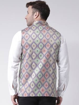 Multicolor Printed Cotton Poly Nehru Jacket 4