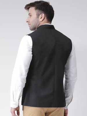 Black plain cotton poly
 nehru jacket 4
