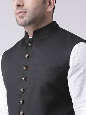 Black plain cotton poly
 nehru jacket 5