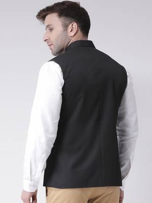 Black plain cotton poly
 nehru jacket 4