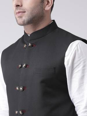 Black plain cotton poly
 nehru jacket 5