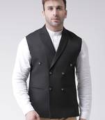 Black plain cotton poly
 nehru jacket